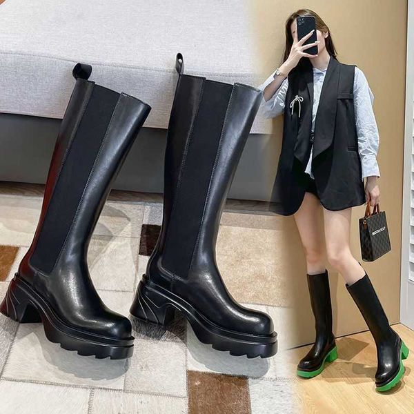 

designer boots fashion brand bottega leather men women autumn winter heel thick soled martin boot high thin chelsea cavalry booties, Black