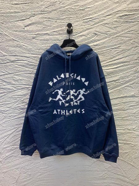 

xinxinbuy men designer hoodie sweater marathon letter print paris cotton women black white green purple xs-l, Black;brown