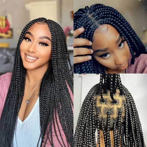 

full lace braided wigs for black women synthetic remy hair wig perruques de cheveux humains pelucas a891112, Black;brown