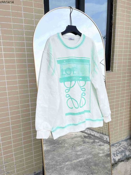 

high version luojia loewess autumn and winter new style hand-painted letters tie dye lovers casual round neck sweater lyw, Black