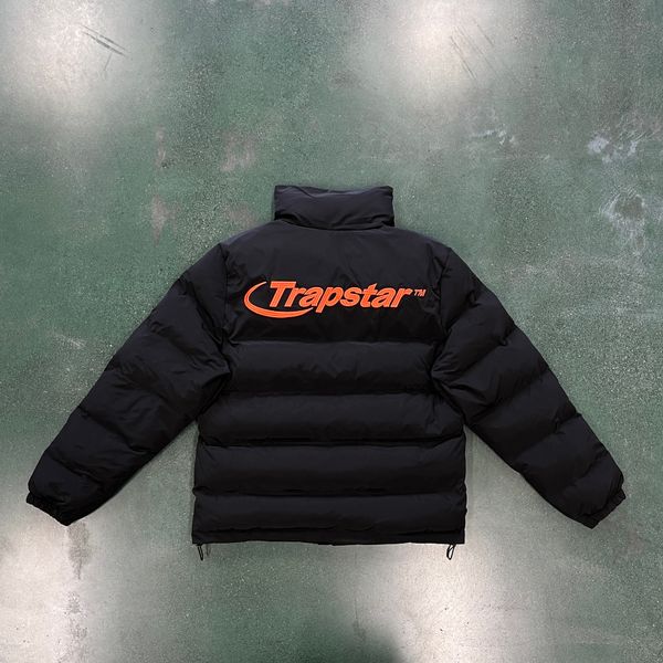 

men's trapstar down jacket black blue embroidery red logo warm white duck down popular london street hip-hop rapper