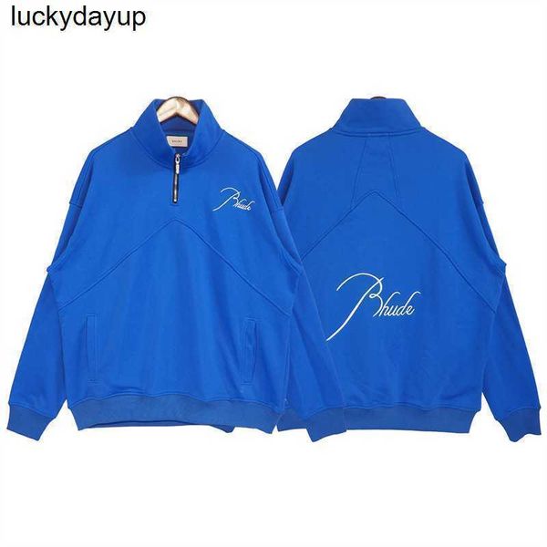 

men's hoodies designer sweatshirts rhlimited rhude hoodie fashion brand sweater letter stand collar embroidery fashion pullover sweater, Black