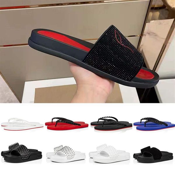 

summer slippers with box fashion slides triple black white red mens women flat flip flops beach el platform indoor bottoms sand277k