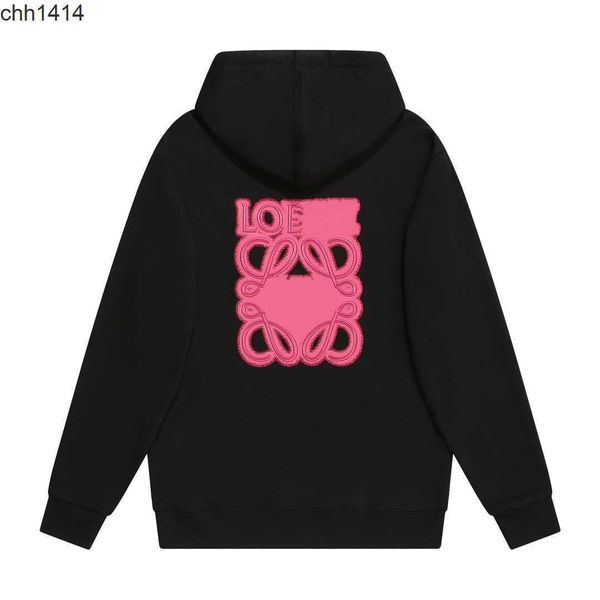 

fashion brand loewess luojia autumn new style pink neon embroidery hoodie lyw, Black
