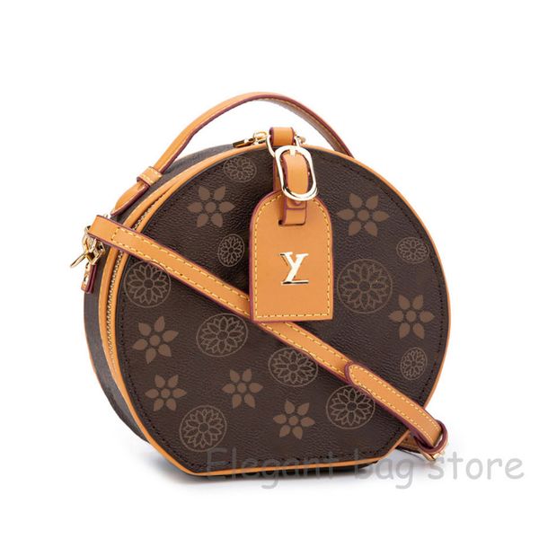 

women circular crossbody bag classic round handbags designers shoulder purse old flower genuine lvc leather strap handle luxury lady cosmeti
