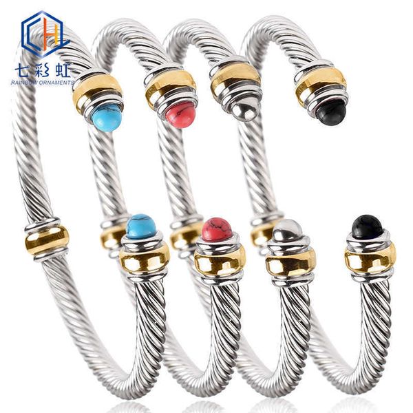 

trendy luxury stackable stainless steel twist bangle for women wedding full cubic zircon crystal open cuff bracelet s61, Black