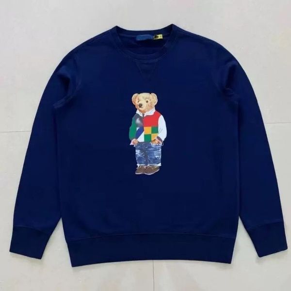 

wholesale 2040 autumn and winter new hoodie europe and america men's long sleeve bear casual color contrast cotton large embroidery fas, Black