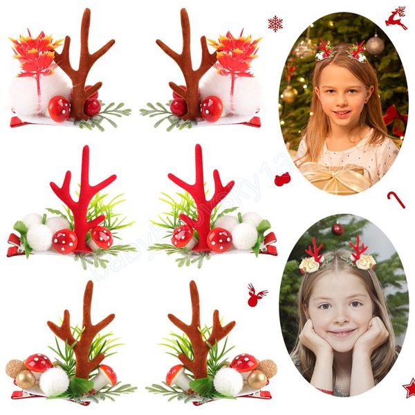 

2pcs/set cartoon christmas antler hair clips for kids deer ear hairpins girls hairgrips barrettes christmas hair accessories, Slivery;white