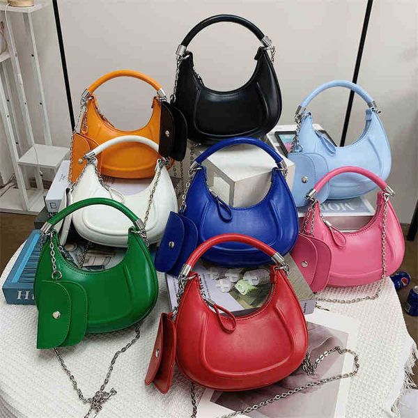 

evening bag fashion handbag chain crossbody s for women 2022 solid pu leather shoulder s simple luxury hand messenger y220609