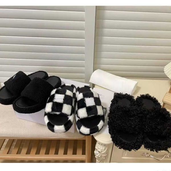 

casual shoes slippers cross pattern black sheep plush slippers women's thick soled shoes