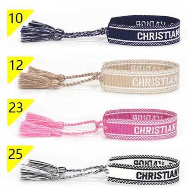 

women's luxury fashion bracelets brand bangle d designer jewelry female embroidery woven bracelet bohemian creative tassel men's g, Black