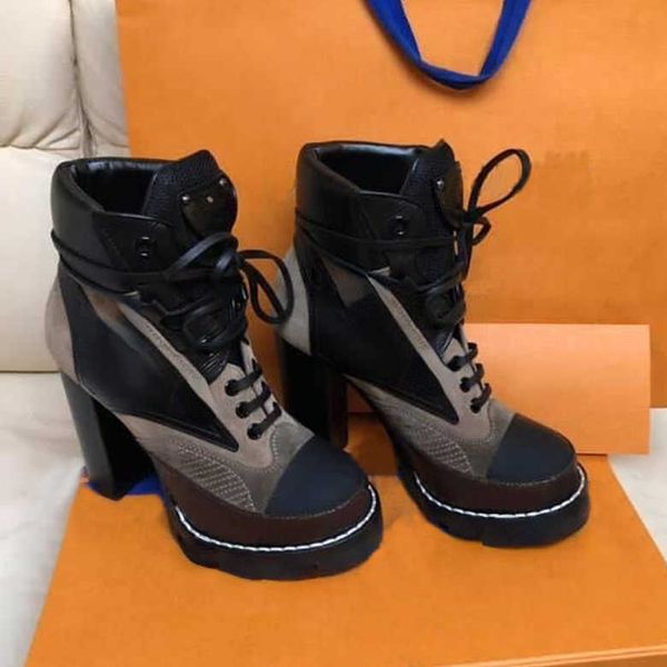 

boots martin boots women shoes desert boot autumn winter coarse heel zipper letter lace up fashion -high heeled, Black