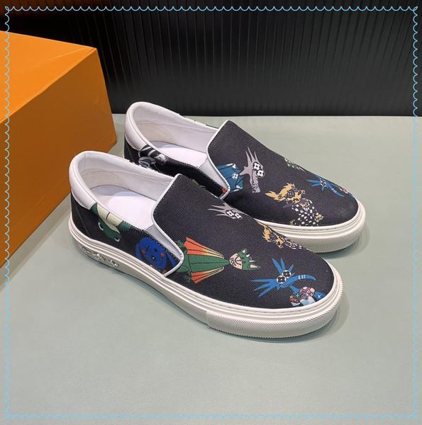 

2021ss luxury men's brand shoes canvas 3d graffiti design casual size38-45, Black