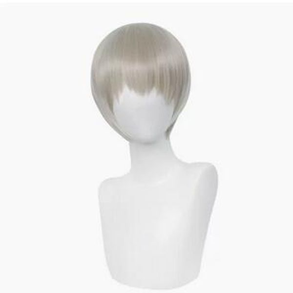 

2022 new popular synthetic short animation silver white wig, Black