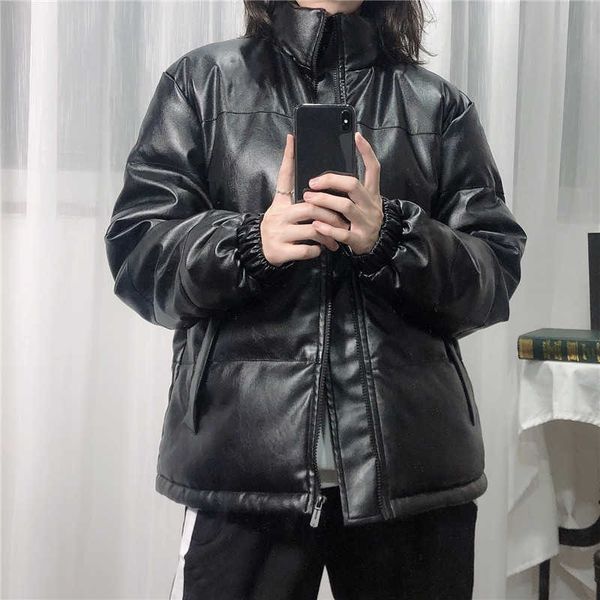 

mens leather winter christmas present thermal leather thick down coat snow male warm outwear duck jacket men, Black