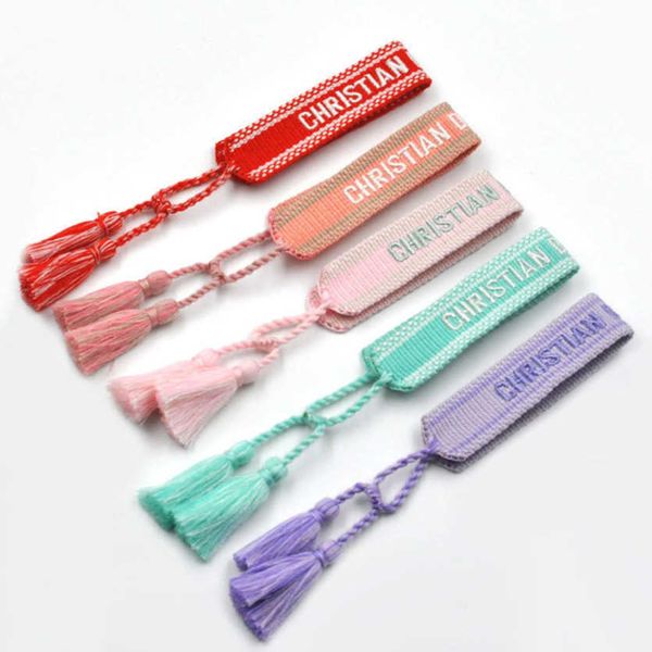 

women's classic luxury bracelets designer brand d bangle jewelry embroidered word woven bracelet letter rope fashion tassel girl men co, Golden;silver