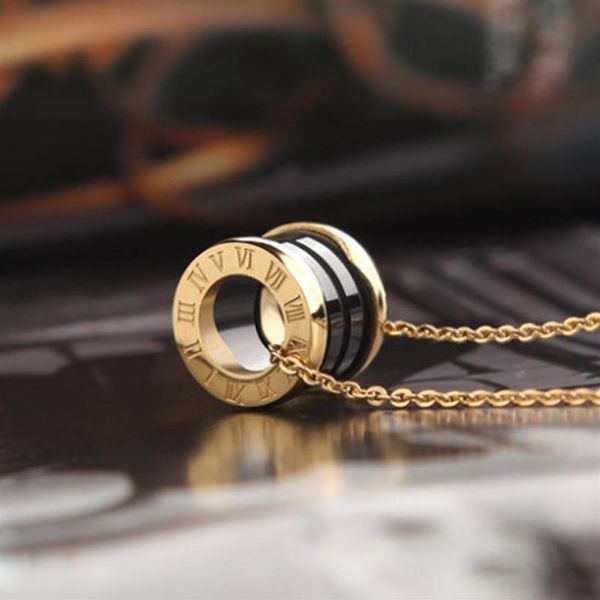 

fashion luxury black white roman numeral ceramic pendant mens necklace gold chains for men stainless steel women designer jewelry256h, Silver