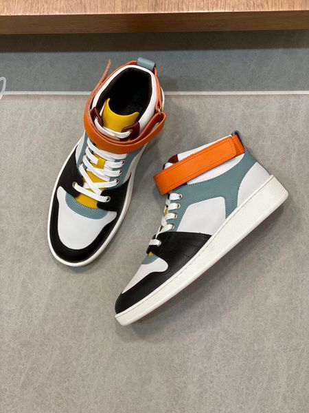 

high tyle men sneakers shoes orange rubber sole trainers goatskin leather trainer epsom man heritage skateboard walking eu38-46