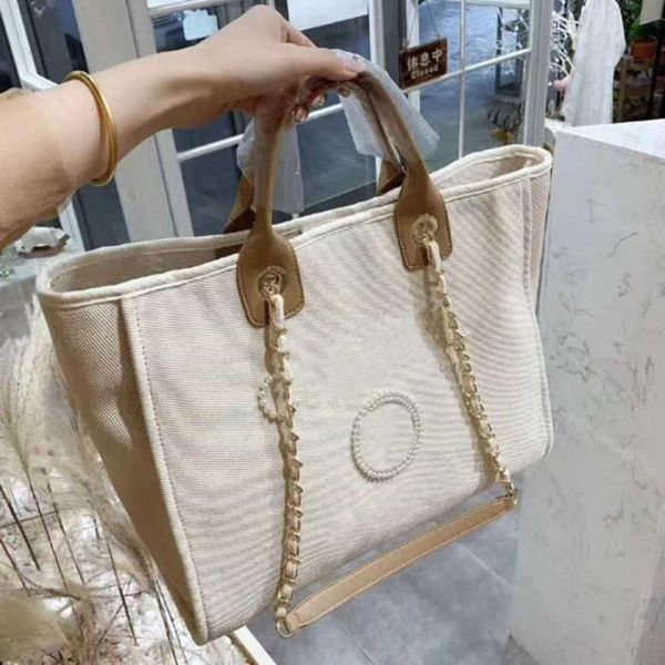 

luxury women's fashion evening bags brand ch handbags pearl tote canvas beach bag designers female portable shoulder large capacity big, Black;red