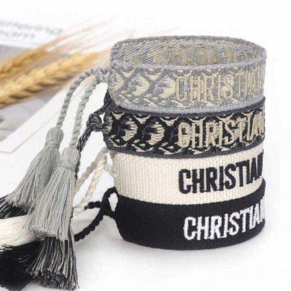 

women's luxury fashion bracelets brand d bangle jewelry designer letter hand woven bracelet simple wrist bohemian rope trinket men girl, Golden;silver