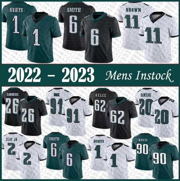 

jalen hurts jersey tees polo custom philadelphia''eagles''devonta smith jason kelce a.j. brown sew brian dawkins darius, Black