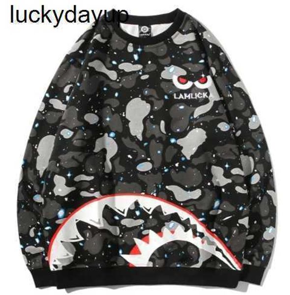 

new men's hoodies designer sweatshirts camouflage shark sweater ape head autumn sweater digital print long sleeve men women hoodie, Black
