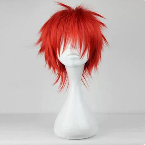 

new popular synthetic cosplay black basketball cos red short hair wig