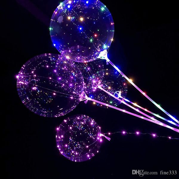 

18/24inch handle balloon luminous transparent helium bobo ballons wedding birthday party decorations kids led light balloon, Black