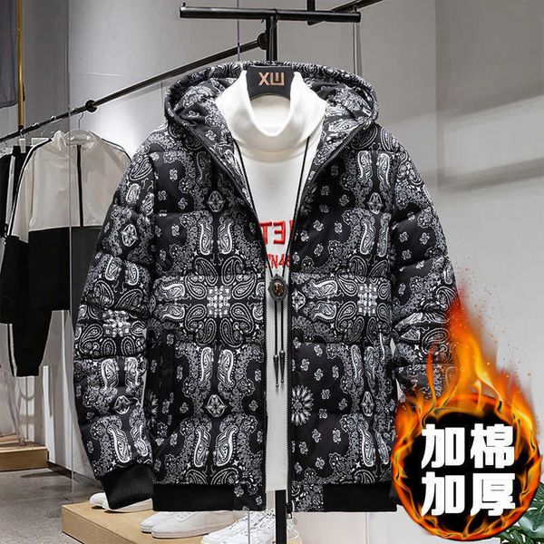 

men's down parkas 2022 winter warm jackets men parkas women oversized outwear printed hooded thicken coats parka women dropshipping t22, Black