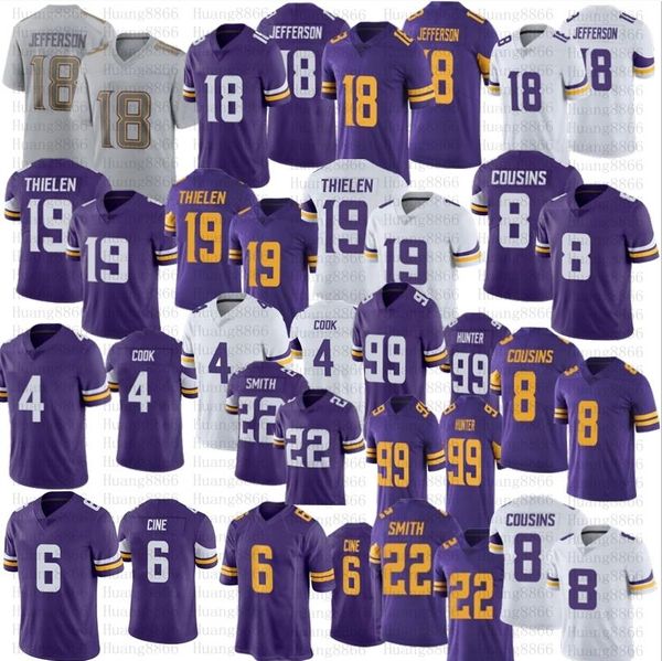 

ell men women youth 18 justin jefferson football jersey 4 dalvin cook 19 adam thielen lewis cine danielle hunter kirk cousins harrison s, Black;red