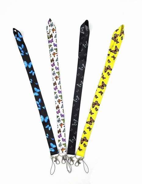 

butterfly neck strap lanyard for key cameras id card badge holder cell phone straps hanging rope lanyards, Silver