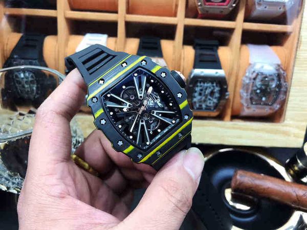 

luxury mens mechanics watch richa rm wristwatch rm carbon fiber trendy men's leisure personalized automatic mechanical hollowed out fas