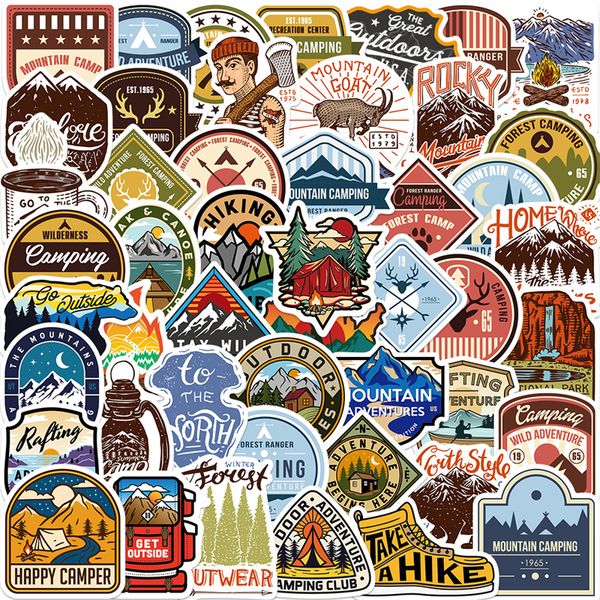 

50pcs outdoor hiking camping adventure nature stickers pack car bike luggage sticker lapskateboard motor water bottle decal wes002