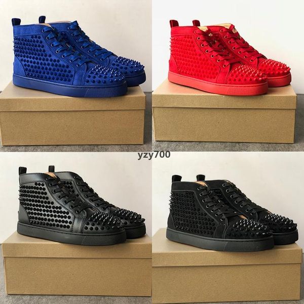 

red-bottoms shoe christians men high shoes junior suede studded spikes red sneakers women silver spiked flat trainers genuine leath ugv, Black