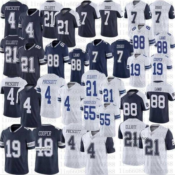 

college wear jersey men football 4 dak prescott 21 ezekiel elliott 11 micah parsons leighton vander esch 19 amari cooper 88 ceedee lamb 7 tr, Black