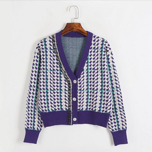 

100 2022 autumn sweaters wome's cardigan v neck blue brand same style women's sweaters dl, White;black