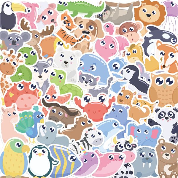 

50pcs cute animal stickers for kids teens vinyl waterproof sticker for lapbumper skateboard water bottles computer phone wes067