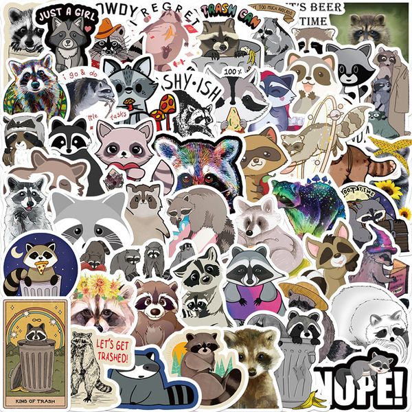 

50pcs cute raccoon animal stickers for kids teens vinyl waterproof sticker for lapbumper skateboard water bottles computer phone sjs055