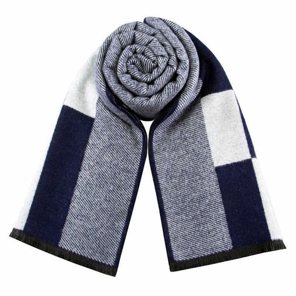 

scarves new men's scarf winter warm cashmere checker scarf for men, Blue;gray