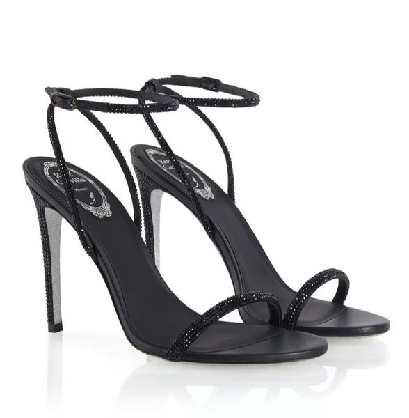 

elegant stiletto heel sandals shoes for women ellabrita rene glitter soles crystal strappy lady high heel caovilla bridal party wedding e35-, Black