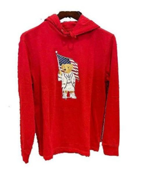 

wholesale 2028 autumn and winter new hoodie europe and america men's long sleeve bear casual color contrast cotton large embroidery fas, Black