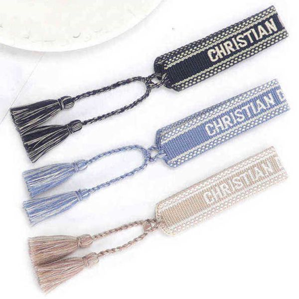 

fashion women bracelets luxury brand bangle d designer jewelry bohemian female embroidered letter hand woven tassel rope bracelet men girl f, Black