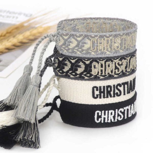

fashion luxury women's bracelets brand bangle d designer jewelry female embroidery woven bracelet bohemian creative tassel men's g, Black