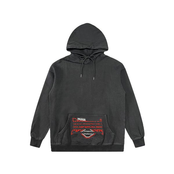 

the latest men's hoodie in autumn and winter versatile for lovers unique washed and worn light luxury travel essential, Black