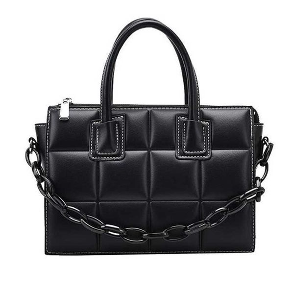 

evening bag pu leather plaid tote s for women 2021 fashion elegant ladies crossbody brand designer chain handbags purses q0826