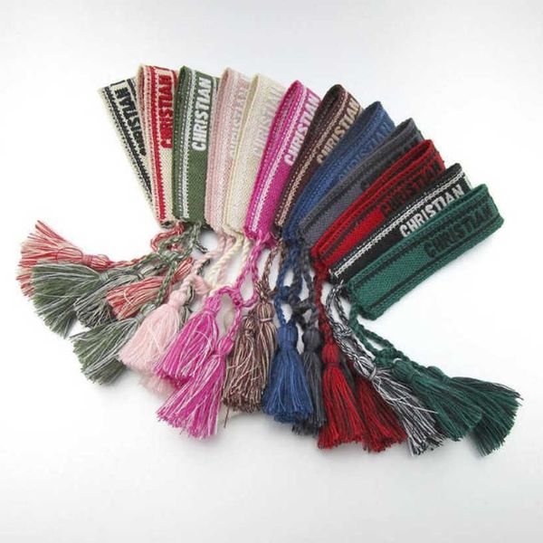 

luxury women's fashion bracelets brand d designer bangle jewelry embroidered word bracelet letter rope woven tassel simple trinket men, Golden;silver