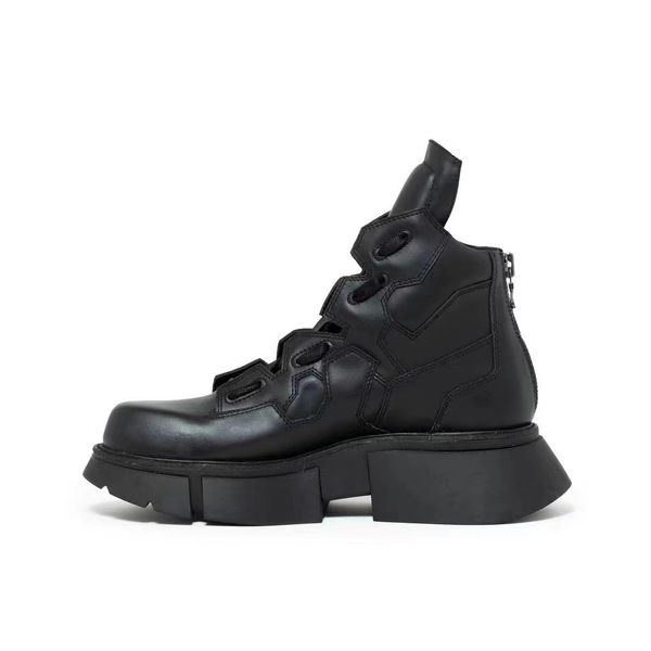 

fashion man show boot zip men chunky boots white male designer heel, Black