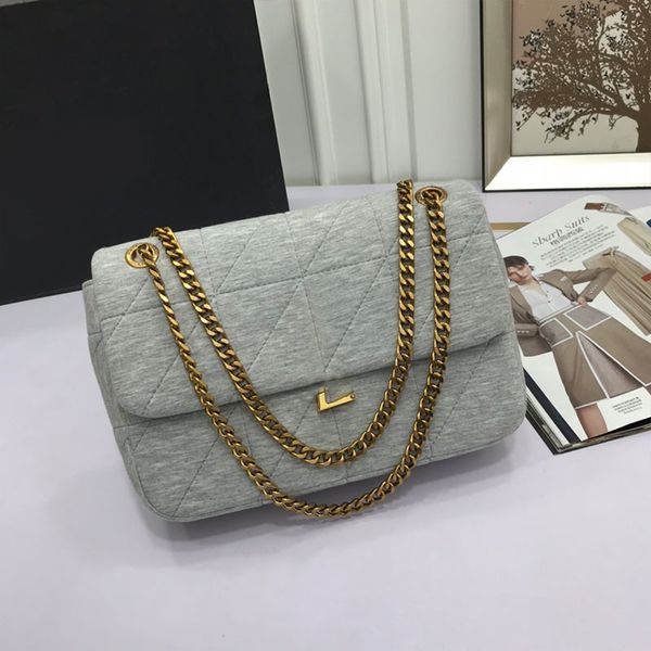 

chain shoulder bag women clutch handbags messenger purse cashmere knitted splice quilting bag gold metal letter buckle hasp lady crossbody b