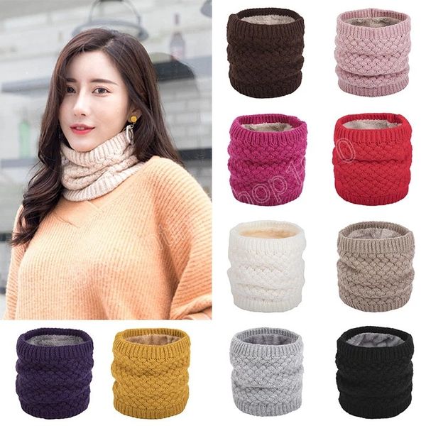 

winter men women warm knitted ring scarves thick elastic knit mufflers children neck warmer boys girl plush scarf collar, Red;brown