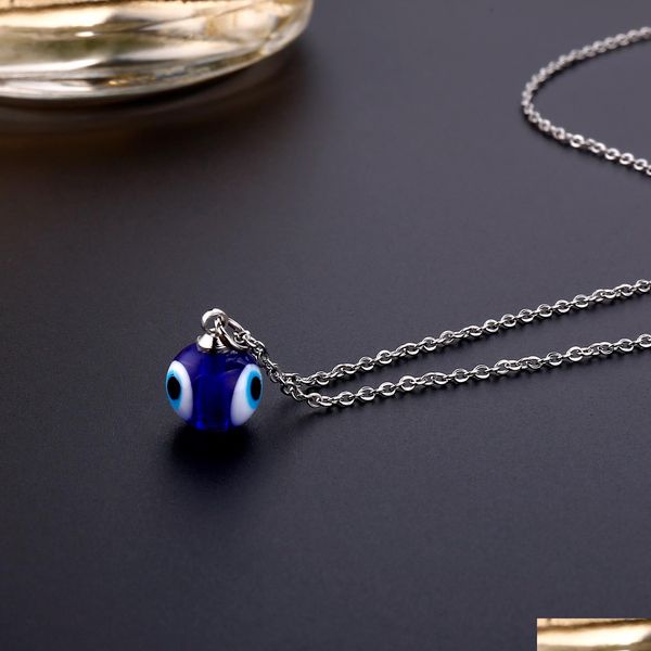 

pendant necklaces evil eye chain necklace blue eyes amet pendant ojo turco kabh protection delicate jewelry gift for women girls drop dhta9, Silver